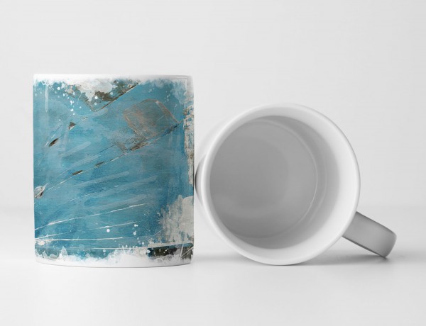 Paul Sinus Art Tasse Geschenk kadettenblauer Hintergrund, graue Abstraktion