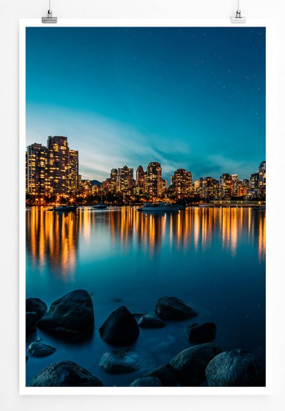 Paul Sinus Art Urbane Fotografie  Reflektierende Skyline von Vancouver 60x90cm Poster