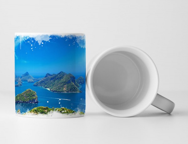 Paul Sinus Art Tasse Geschenk Landschaftsfotografie – Grüne Inseln im Ozean