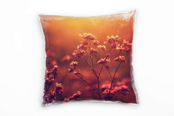 Paul Sinus Art Blumen, orange, rot, rosa, Sonnenuntergang Deko Kissen 40x40cm für Couch Sofa Lounge Zierkissen