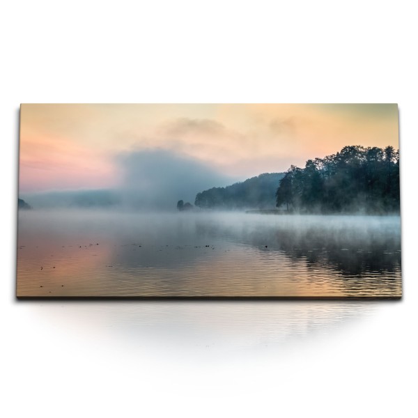 Paul Sinus Art Kunstdruck Bilder 120x60cm Morgentau See Sonnenaufgang Nebel Natur