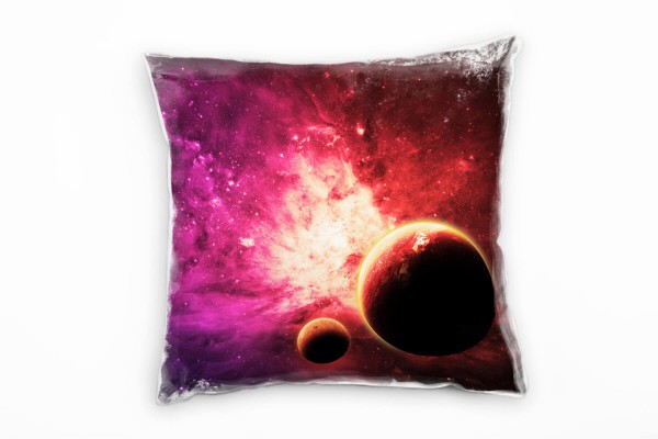 Paul Sinus Art Abstrakt, Natur, Universum, Planeten, pink, lila Deko Kissen 40x40cm für Couch Sofa Lounge Zierkisse