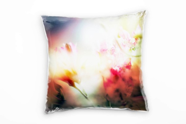 Paul Sinus Art Blumen, bunt, Sommer, lichtdurchflutet, Unschärfe Deko Kissen 40x40cm für Couch Sofa Lounge Zierkiss