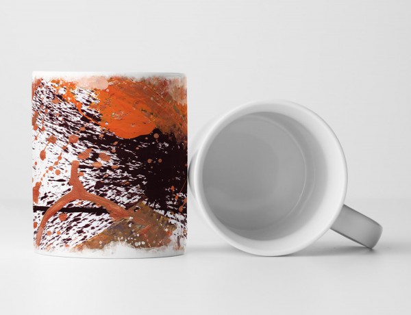 Paul Sinus Art Tasse Geschenk weiße Grundierung + schwarz, orangene Farbspritzer