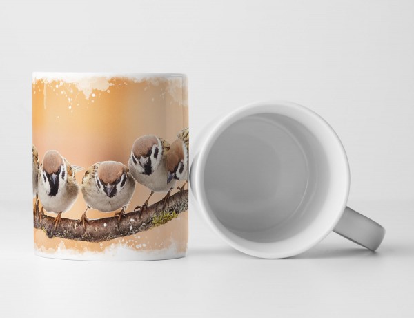 Paul Sinus Art Tasse Geschenk kleine Spatzen auf einem Ast