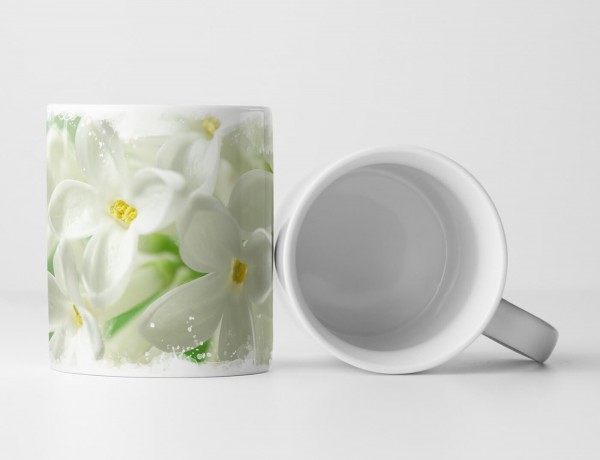 Paul Sinus Art Tasse Geschenk Naturfotografie – Weiße Blumen mit pastellgrünem Hintergrund