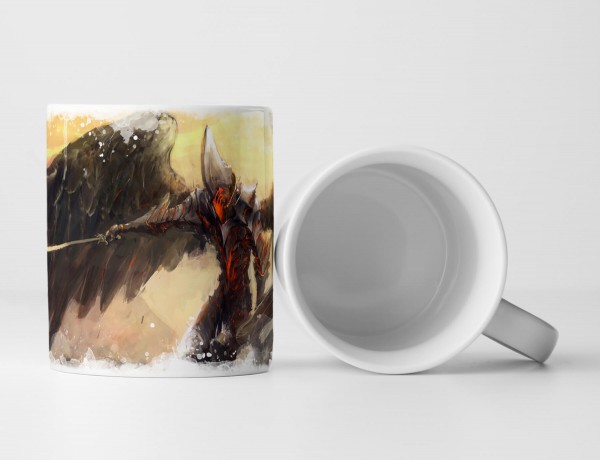 Paul Sinus Art Tasse Geschenk Bild eines apokalyptischen Kriegers mit schwarzen Flügeln