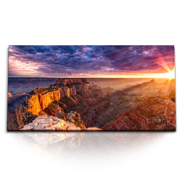 Paul Sinus Art Kunstdruck Bilder 120x60cm Grand Canyon Schlucht Sonnenuntergang Abendrot