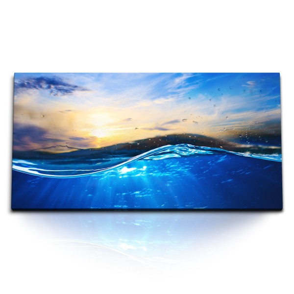 Paul Sinus Art Kunstdruck Bilder 120x60cm Meer Ozean Wasser Blau Sonnenuntergang