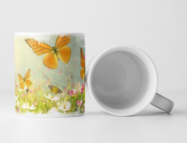 Paul Sinus Art Tasse Geschenk Landschaftsfotografie – Schmetterlinge auf sonniger Sommerwiese