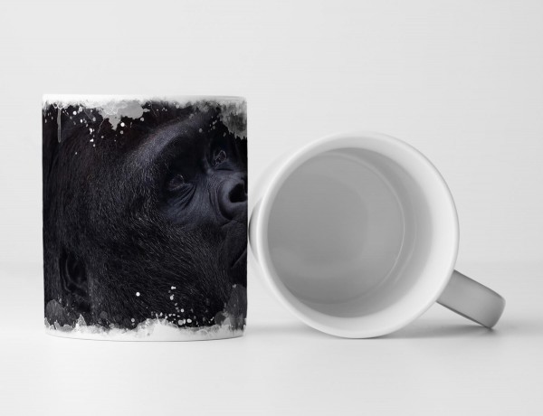 Paul Sinus Art Tasse Geschenk Gorillamännchen – dunkles Tierportrait