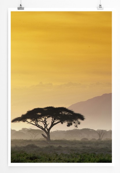 Paul Sinus Art 90x60cm Poster Sonnenaufgang in Kenia Afrika