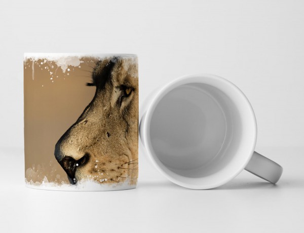 Paul Sinus Art Tasse Geschenk Tierfotografie – Mächtiger Löwe im Seitenprofil