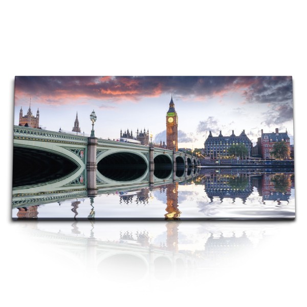 Paul Sinus Art Kunstdruck Bilder 120x60cm London Big Ben England Altstadt Sonnenuntergang