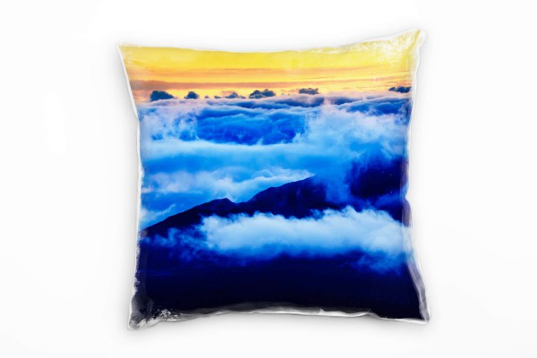 Paul Sinus Art Natur, Sonnenaufgang, Wolken, orange, blau Deko Kissen 40x40cm für Couch Sofa Lounge Zierkissen