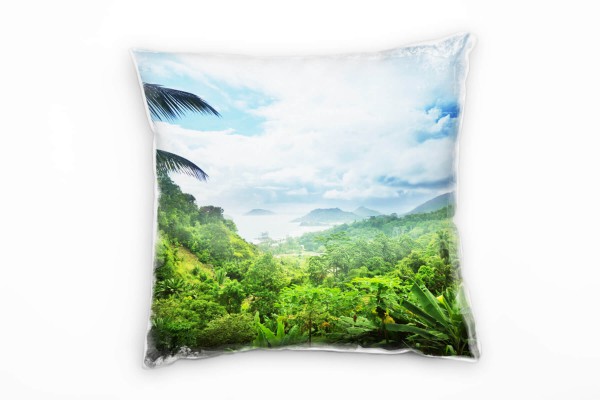 Paul Sinus Art Landschaften, Natur, Wald, Palmen, blauer Himmel Deko Kissen 40x40cm für Couch Sofa Lounge Zierkisse