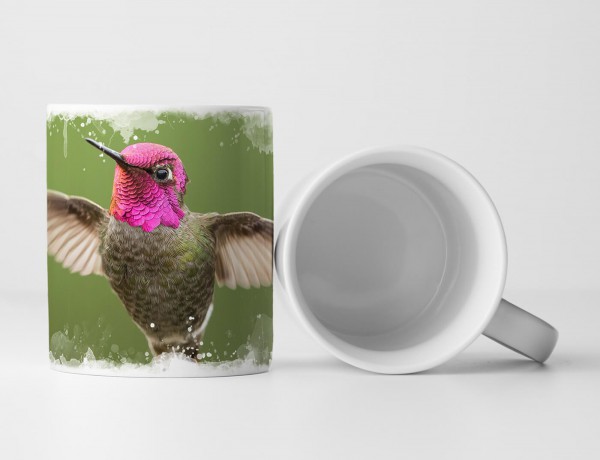 Paul Sinus Art Tasse Geschenk Tierfotografie – fliegender Kolibri vor grünem Hintergrund