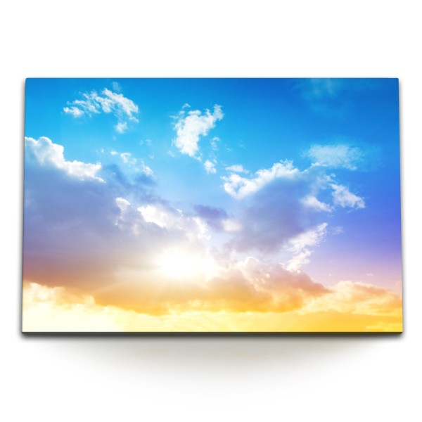 120x80cm Wandbild auf Leinwand Sonne Himmel Wolken Blau Sonnenschein