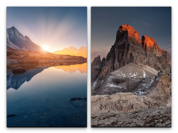 Paul Sinus Art 2 Bilder je 60x90cm Dolomiten klares Wasser Natur Unberührt Klarheit Sonnenstrahlen innere Ruhe