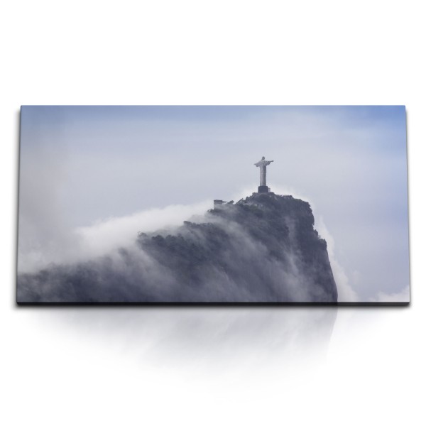 Paul Sinus Art Kunstdruck Bilder 120x60cm Rio de Janeiro Jesus Statue Berg Nebel