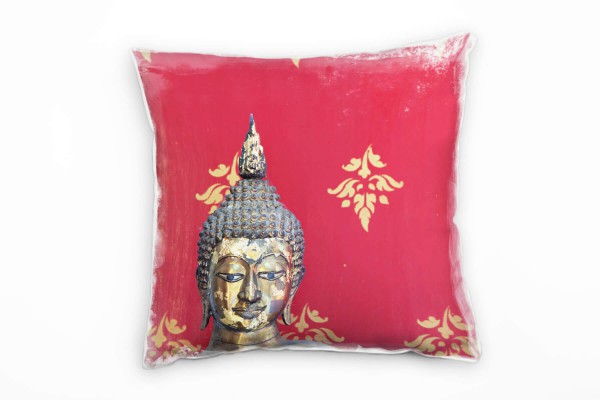 Paul Sinus Art Retro und Vintage, gold, pink, Buddha Deko Kissen 40x40cm für Couch Sofa Lounge Zierkissen