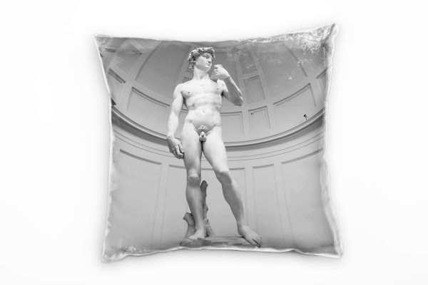 Paul Sinus Art Urban, Michelangelo, David, Skulptur, grau Deko Kissen 40x40cm für Couch Sofa Lounge Zierkissen