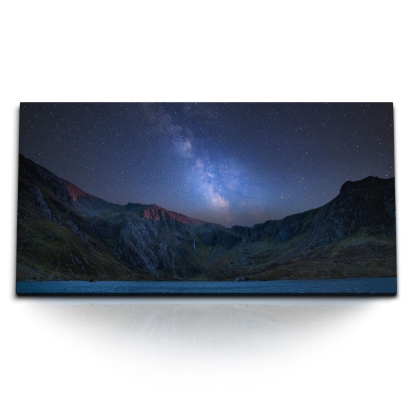 Kunstdruck Bilder 120x60cm Milchstraße Galaxie Astrofotografie Sternenhimmel Berge