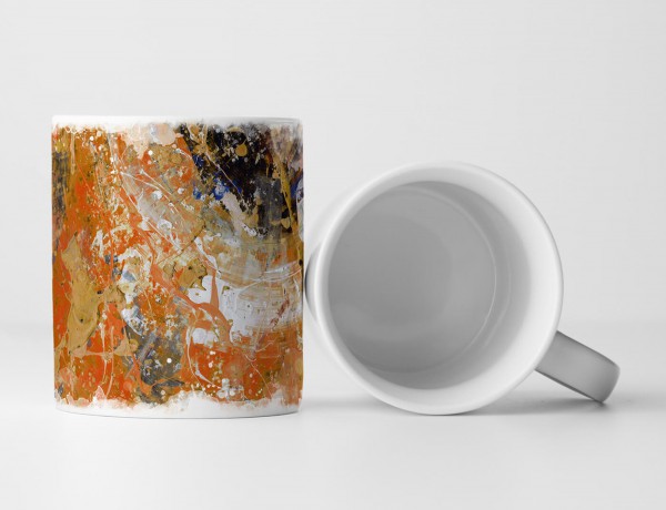 Paul Sinus Art Tasse Geschenk orange-weiße Abstraktion + schwarz-dunkelblau