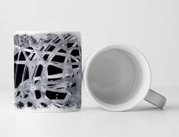 Paul Sinus Art Tasse Geschenk schwarze Grundierung; netzförmige grau -silber Farbstreifen