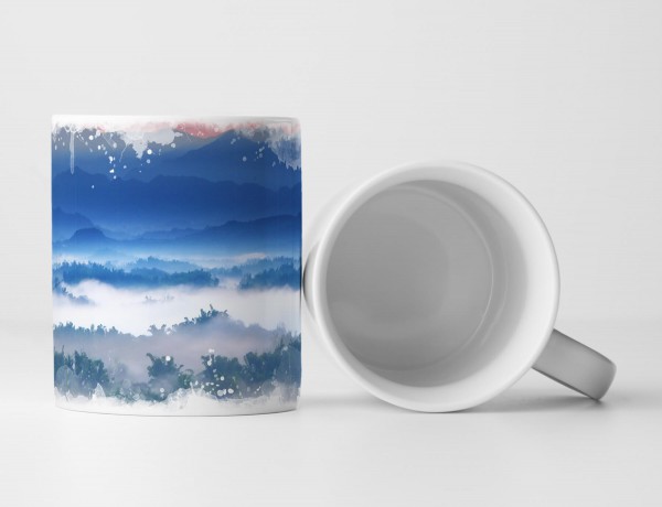 Paul Sinus Art Tasse Geschenk Landschaftsfotografie – Waldnebel und Berge