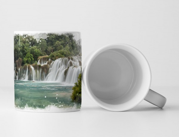 Paul Sinus Art Tasse Geschenk Landschaftsfotografie – Wasserfälle am Krka Fluss Dalmatia Kroatien