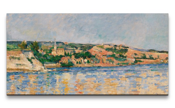 Paul Sinus Art Remaster 120x60cm Paul Cézanne weltberühmtes Wandbild Village at the Water's Edge