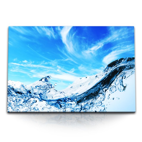 Paul Sinus Art 120x80cm Wandbild auf Leinwand Wasser blauer Himmel Hellblau Blau Sonnenschein