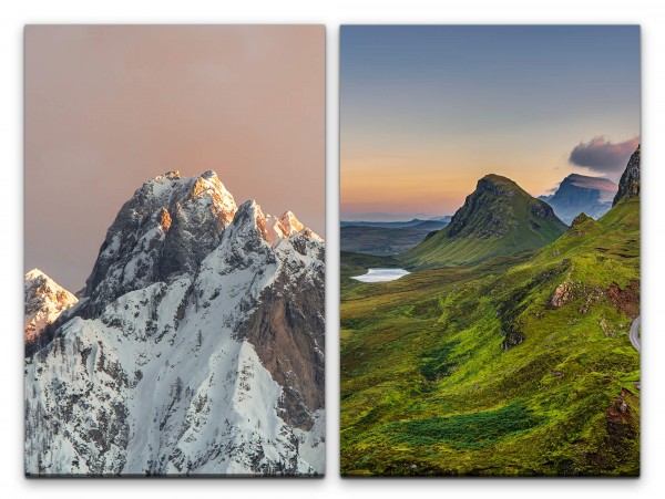 Paul Sinus Art 2 Bilder je 60x90cm Berge Schneegipfel Berglandschaft Stille Ruhe Majestätisch Natur