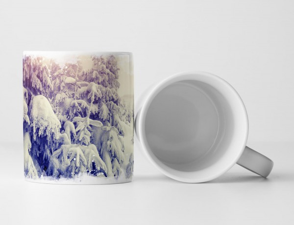 Paul Sinus Art Tasse Geschenk Landschaftsfotografie – Schneebedeckte Tannen im Winter