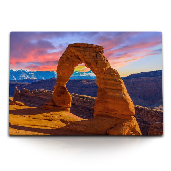 Paul Sinus Art 120x80cm Wandbild auf Leinwand Sonnenuntergang Grand Canyon Utah USA Felsen