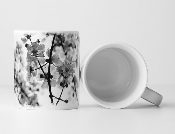 Paul Sinus Art Tasse Geschenk Naturfotografie – Blütenzweig in schwarz weiß