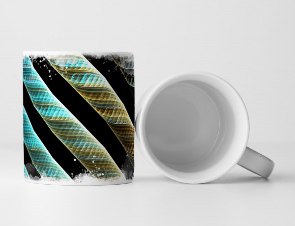 Paul Sinus Art Tasse Geschenk Digitale Grafik – Türkise Streben vor schwarzem Hintergrund