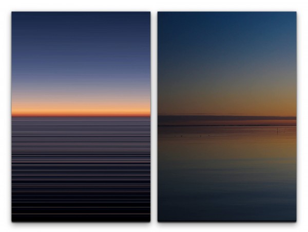 Paul Sinus Art 2 Bilder je 60x90cm Horizont Meer Sonnenuntergang Abenddämmerung Himmel Minimal Fotokunst