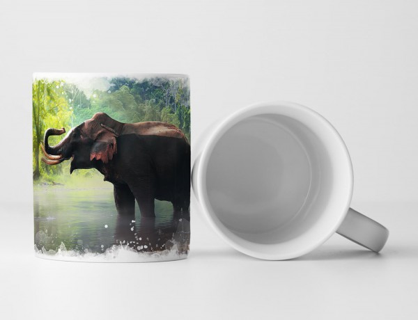 Paul Sinus Art Tasse Geschenk Tierfotografie - Wilder Elefant im wunderschönen Wald