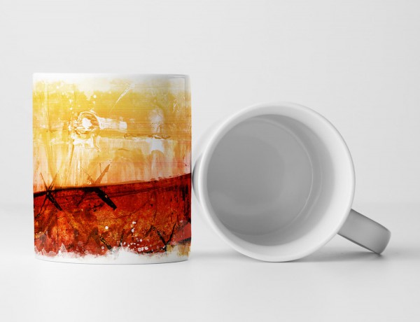 Paul Sinus Art Tasse Geschenk orange-rot Abstraktion; schwarze Elemente