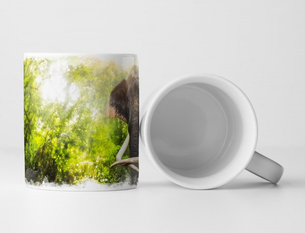 Paul Sinus Art Tasse Geschenk Tierfotografie – Elefant am Erawan Wasserfall Thailand