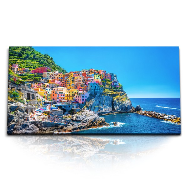 Paul Sinus Art Kunstdruck Bilder 120x60cm Cinque Terre Italien Küste Klippen Dorf Mittelmeer