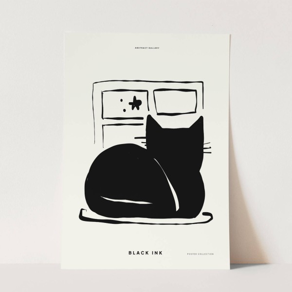 Paul Sinus Art Black Ink dekorative Illustration Modern schwarze Katze