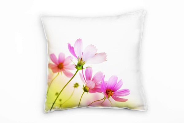 Paul Sinus Art Blumen, pink, grün, gelb, Sommerblumen Deko Kissen 40x40cm für Couch Sofa Lounge Zierkissen