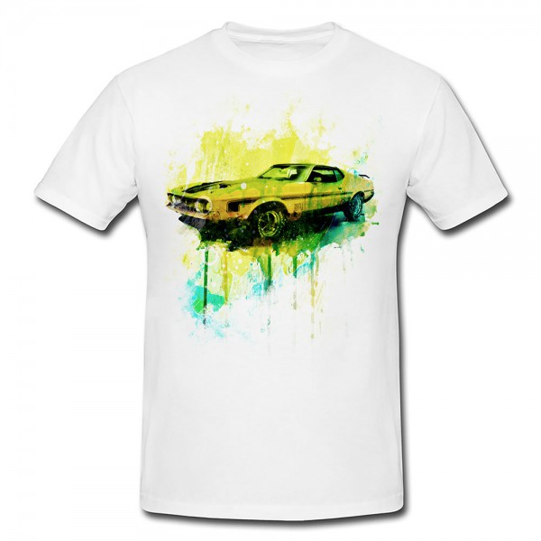 Paul Sinus Art Ford Mustang Mach Premium Herren und Damen T-Shirt Motiv aus Paul Sinus Aquarell