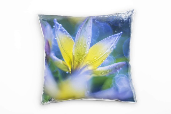 Paul Sinus Art Blumen, Tarda-Tulpen, lila, gelb Deko Kissen 40x40cm für Couch Sofa Lounge Zierkissen