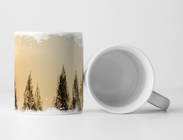 Paul Sinus Art Tasse Geschenk Naturfotografie – Silhouette von Pinienbäumen