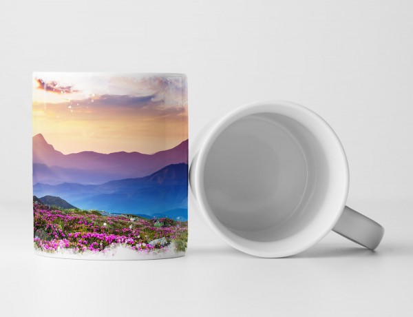 Paul Sinus Art Tasse Geschenk Landschaftsfotografie – Magisch pinke Rhododendronwiese Ukraine