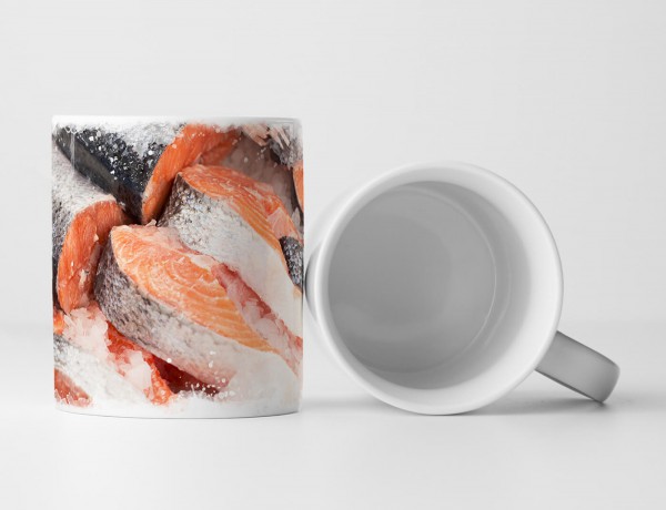 Paul Sinus Art Tasse Geschenk Roher Fisch - Lachs auf Eis